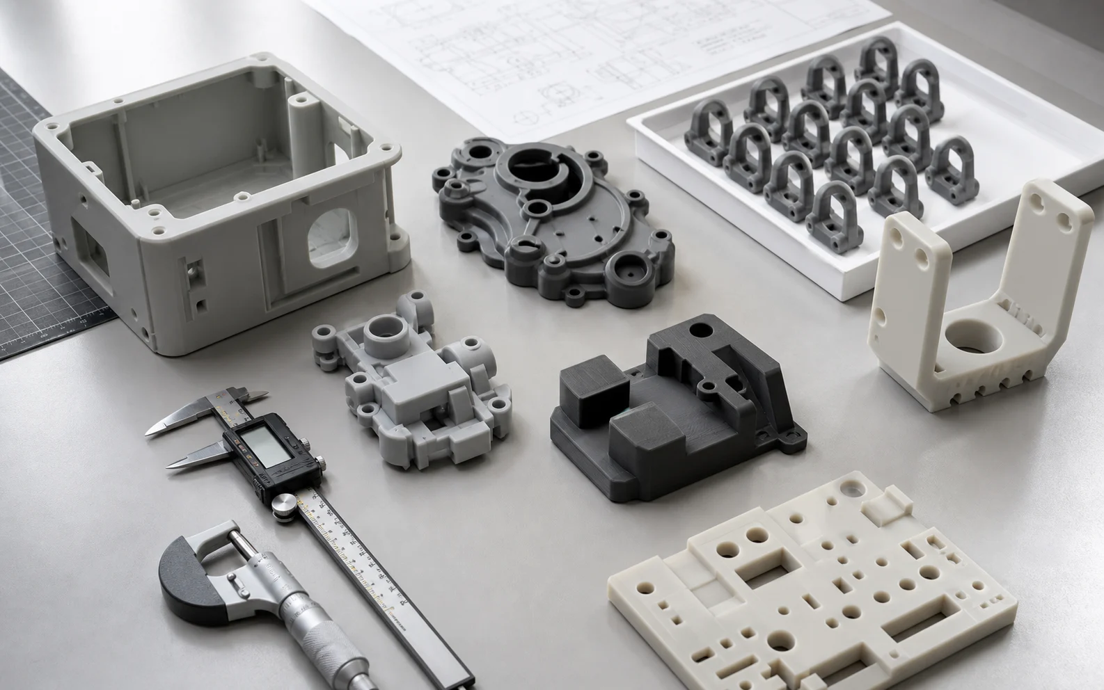 Finished resin engineering samples prepared for representative validation and dimensional inspection