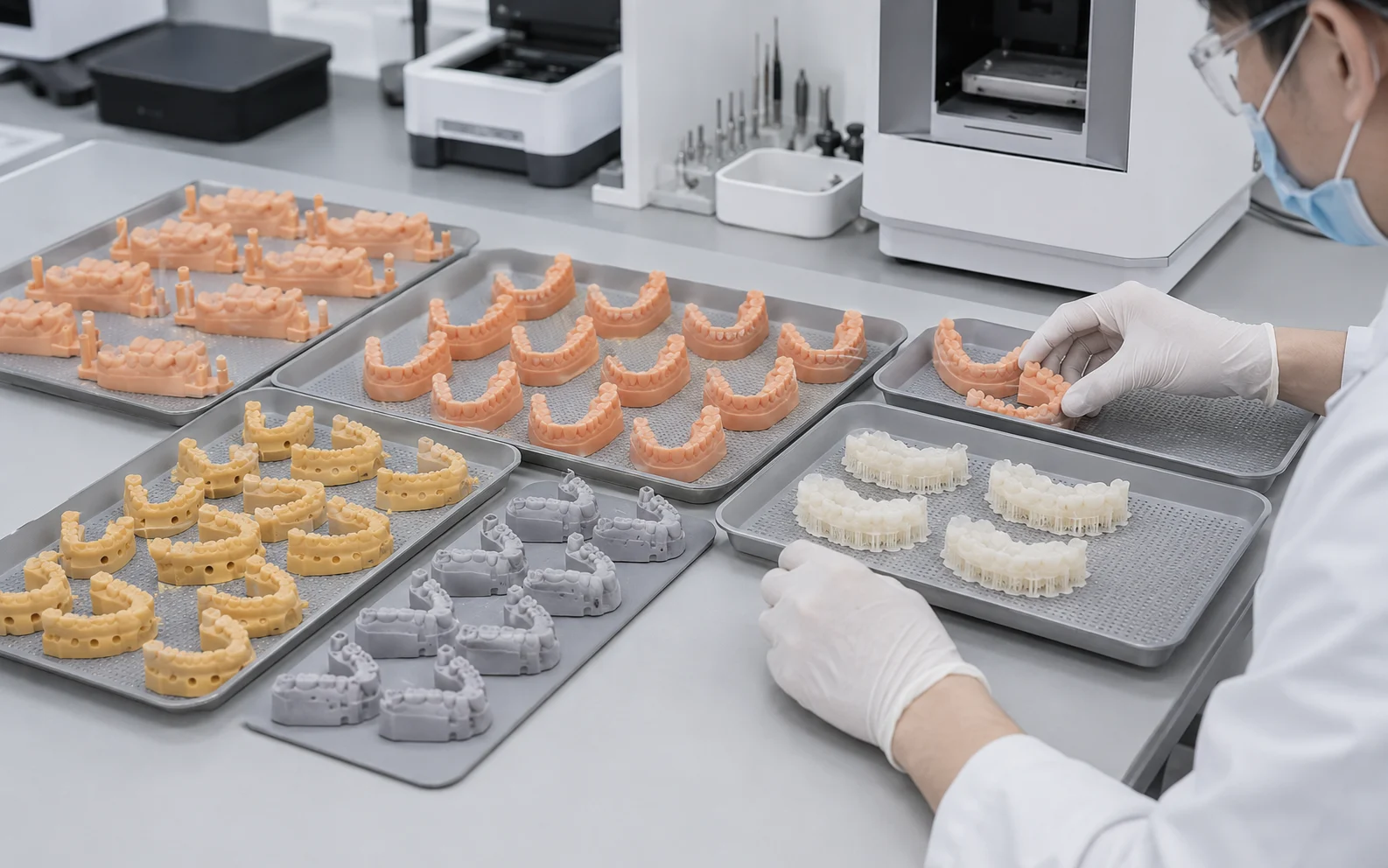 Batch production and organization of post-processed dental models in a digital dental laboratory