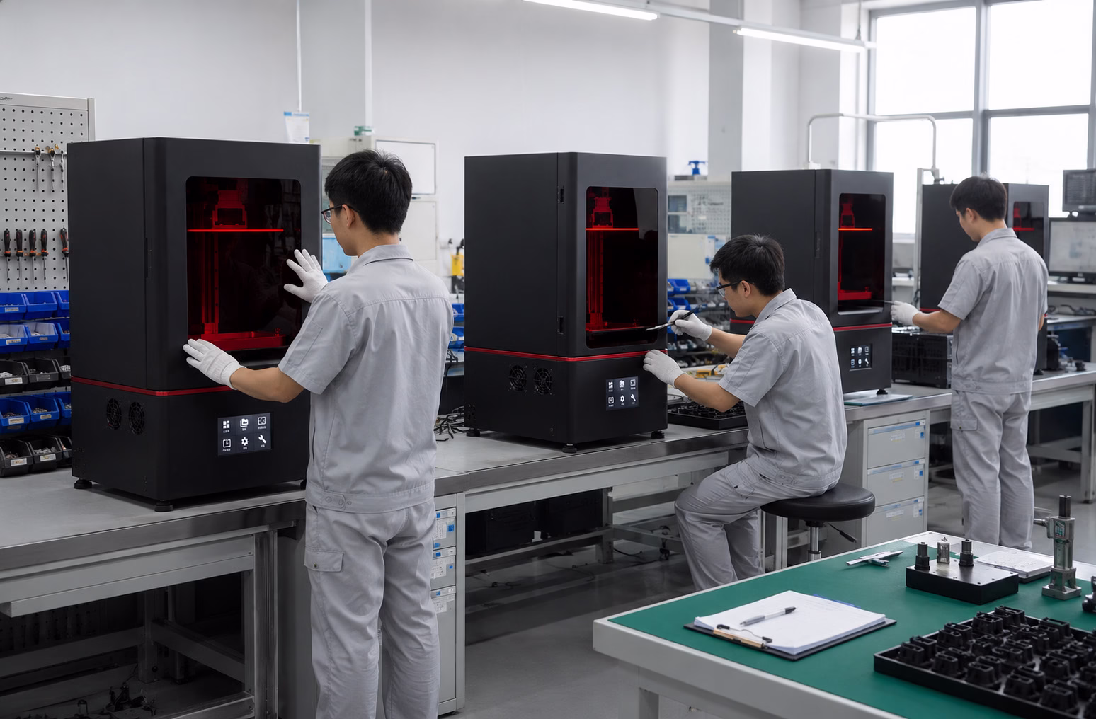 YIDIMU equipment assembly, calibration and sample-testing workspace