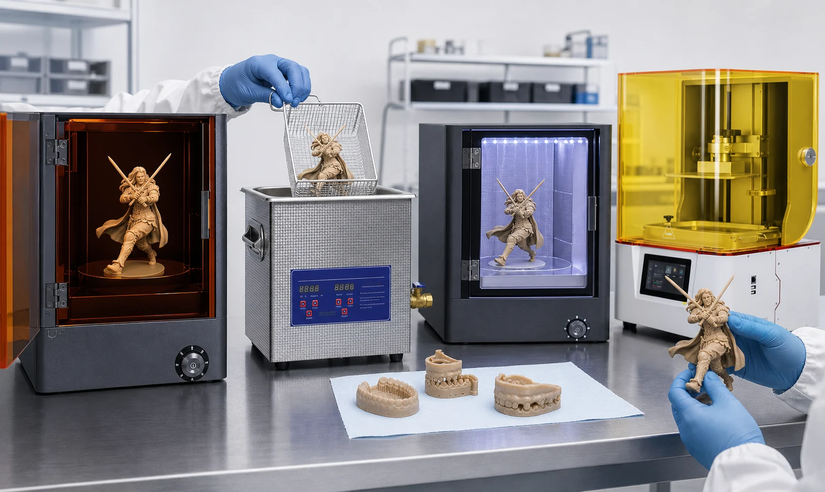 Resin 3D printing workflow from model preparation through post-processing and inspection