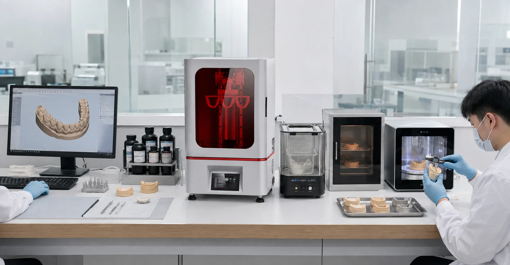 Dental laboratory resin 3D printing workflow from digital file preparation through Eternal D1 printing and post-processing