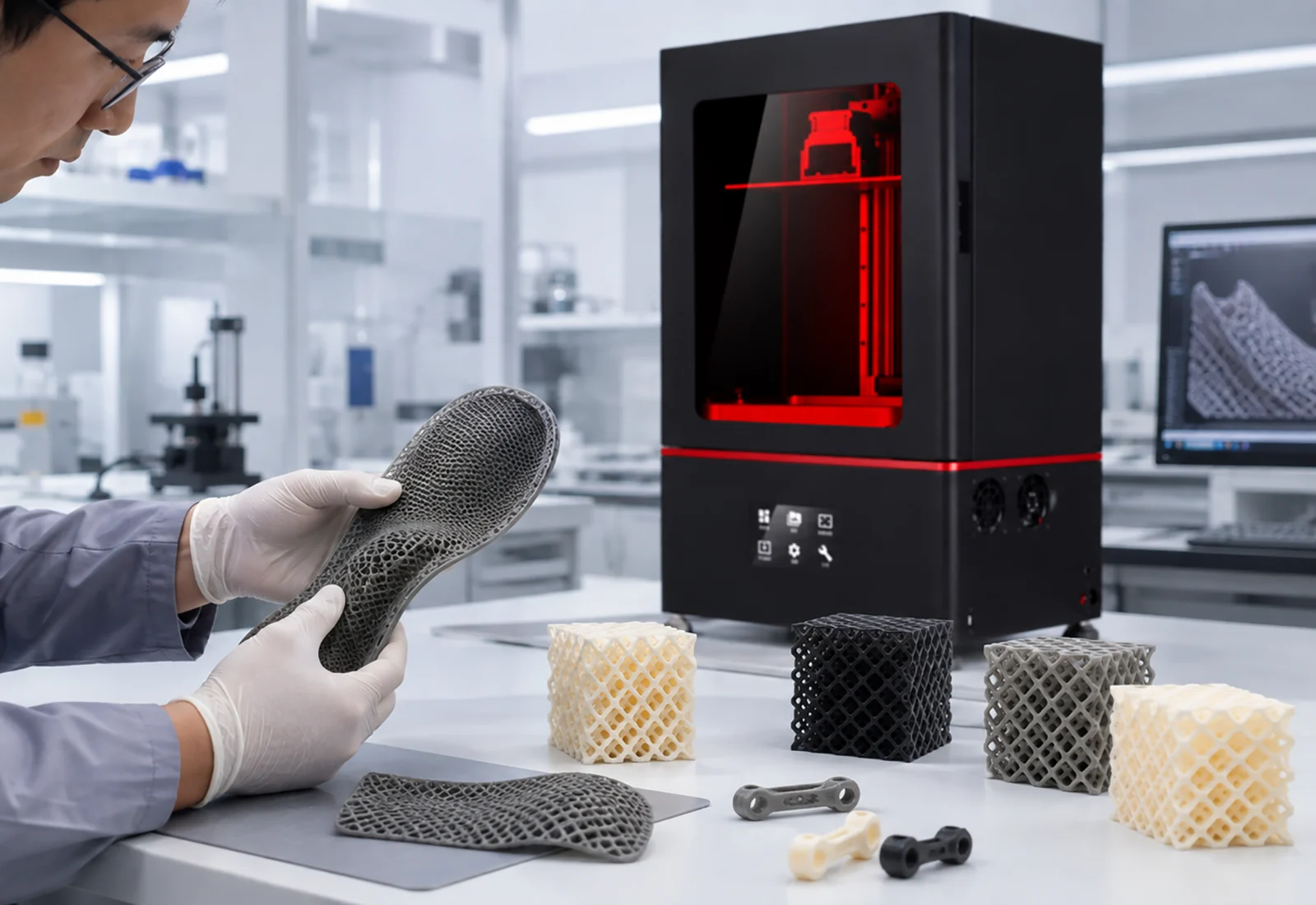 Flexible lattice and elastomer 3D printed parts