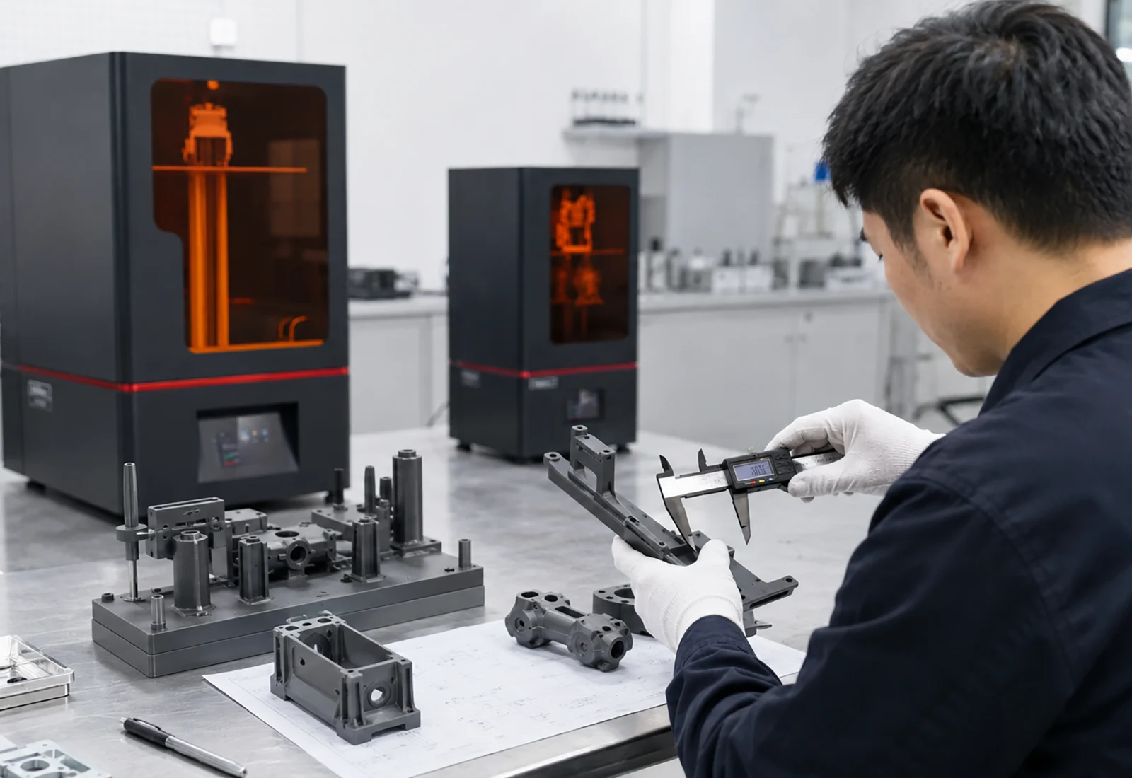 Industrial manufacturing and resin 3D printed prototype applications