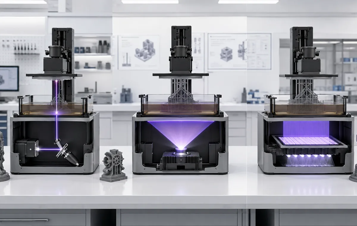 SLA DLP and LCD industrial resin 3D printing technology comparison