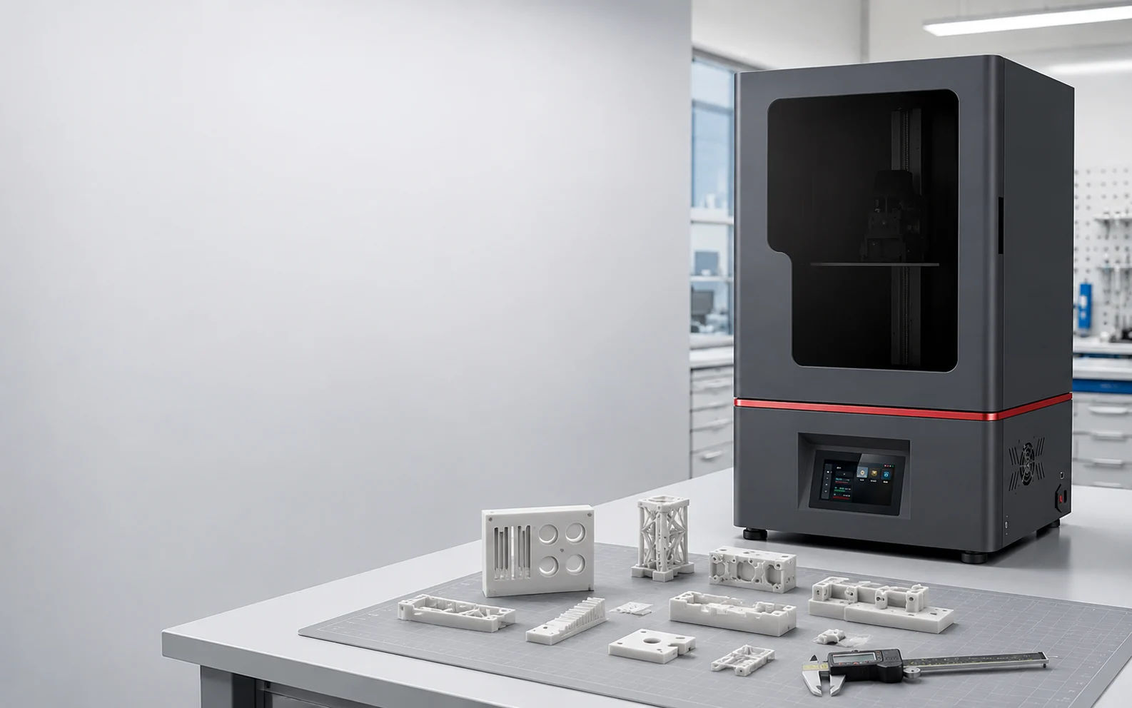 YIDIMU industrial resin 3D printer repeatability test with dimensional inspection samples and engineering validation parts